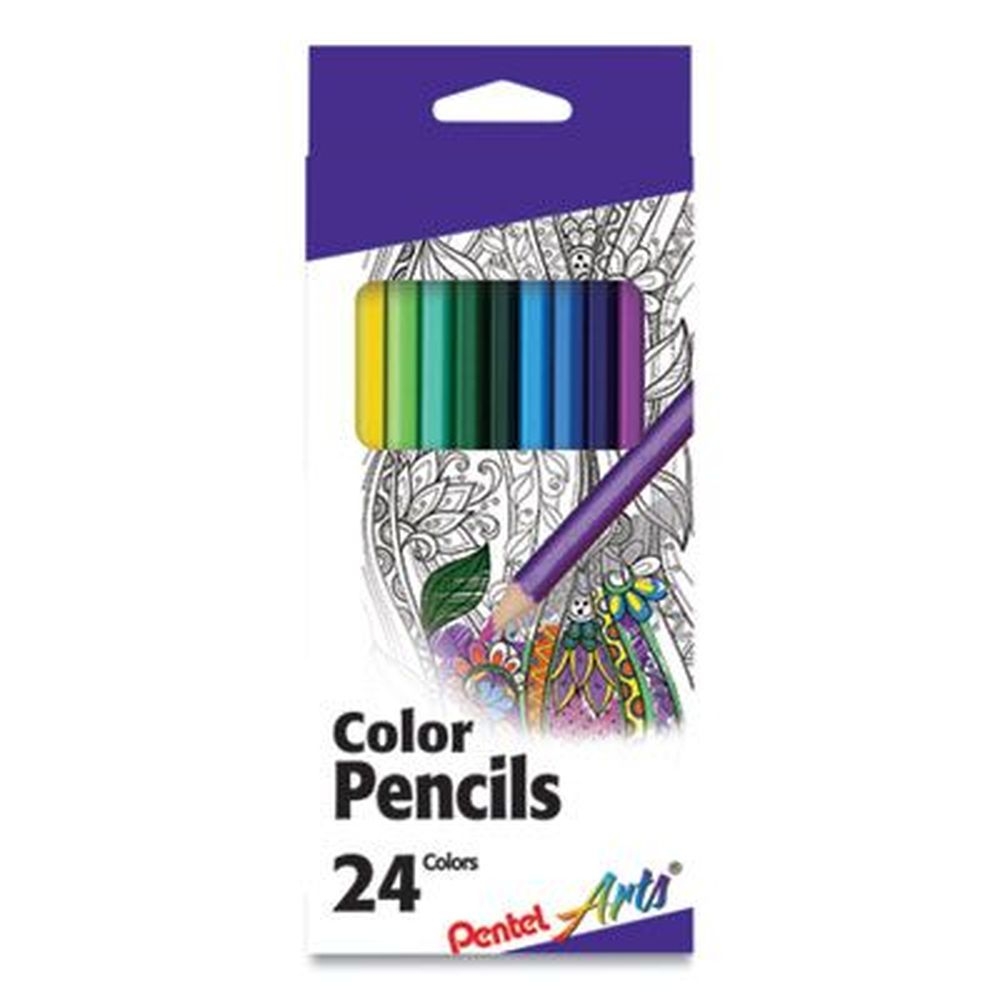 Pentel Arts Assorted Lead/Barrel Colors 1.98 mm Number 3 H Color Pencils -- 24 per pack
