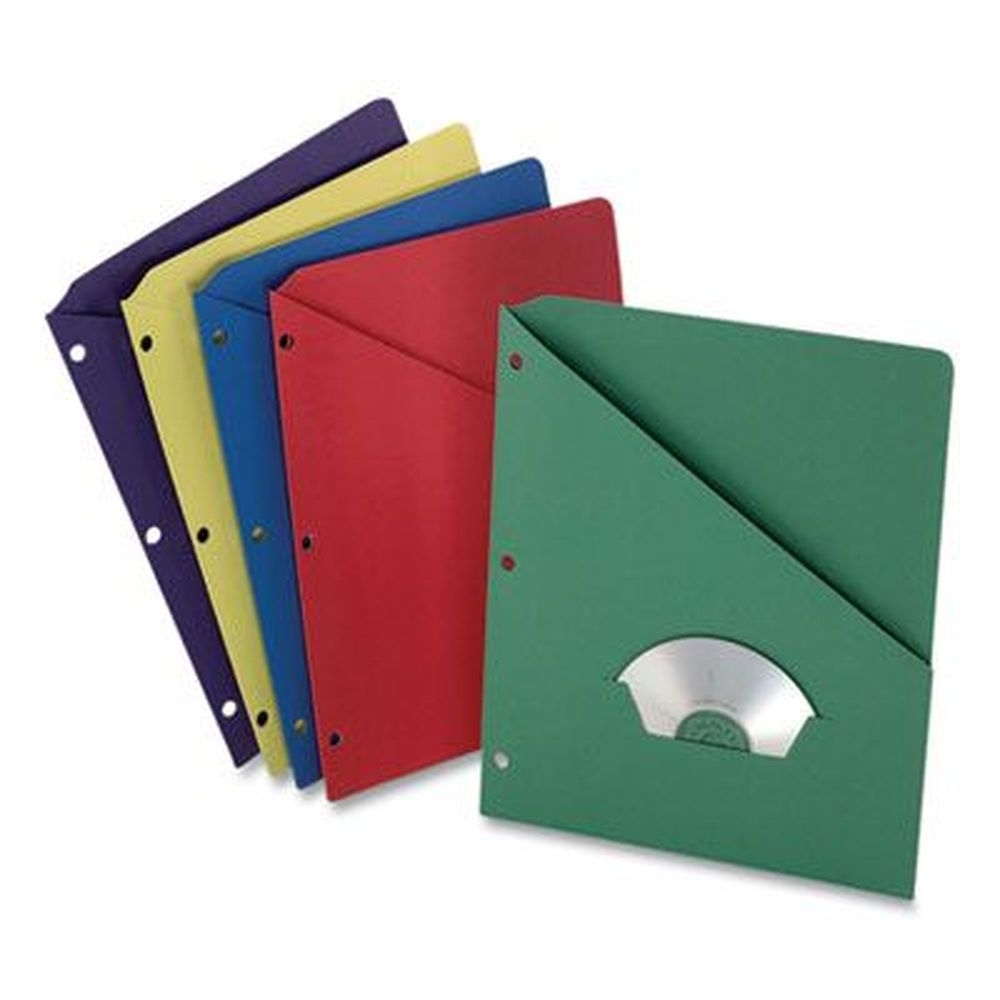 Pendaflex Letter Size Straight Tab Assorted 3-Hole Punched Slash Pocket Project Folders -- 25 per pack