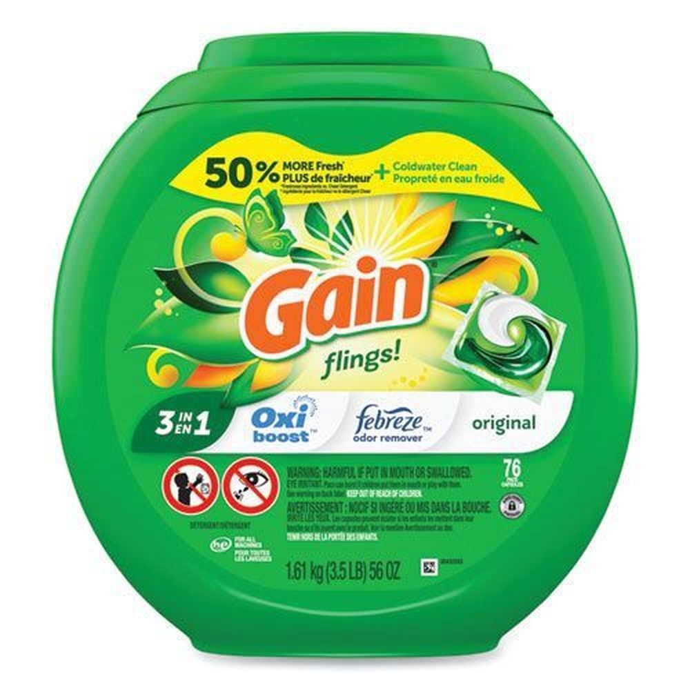 Gain Flings Original Scent Laundry Detergent Pod, 76 count -- 4 per case