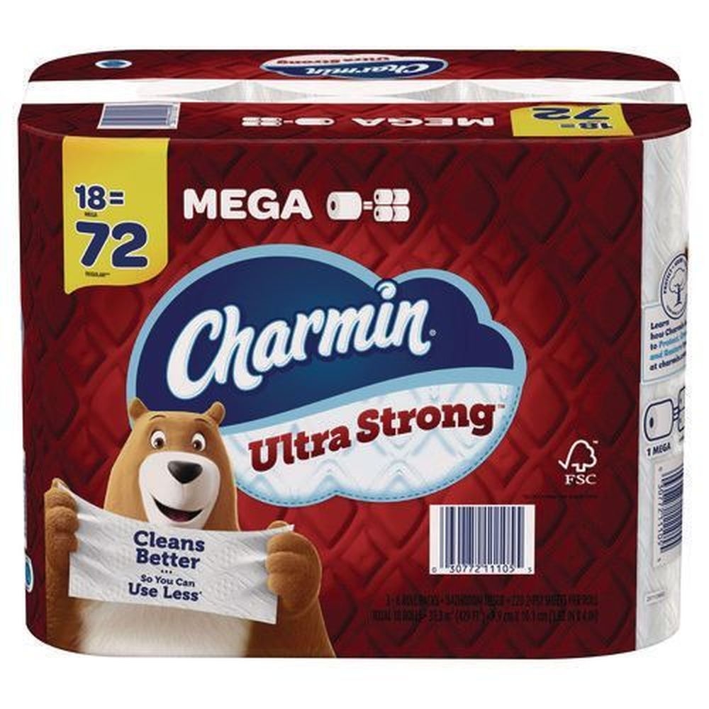 Charmin White 2 Ply Septic Safe Ultra Strong Bathroom Tissue, 220 sheets per roll -- 18 rolls per case