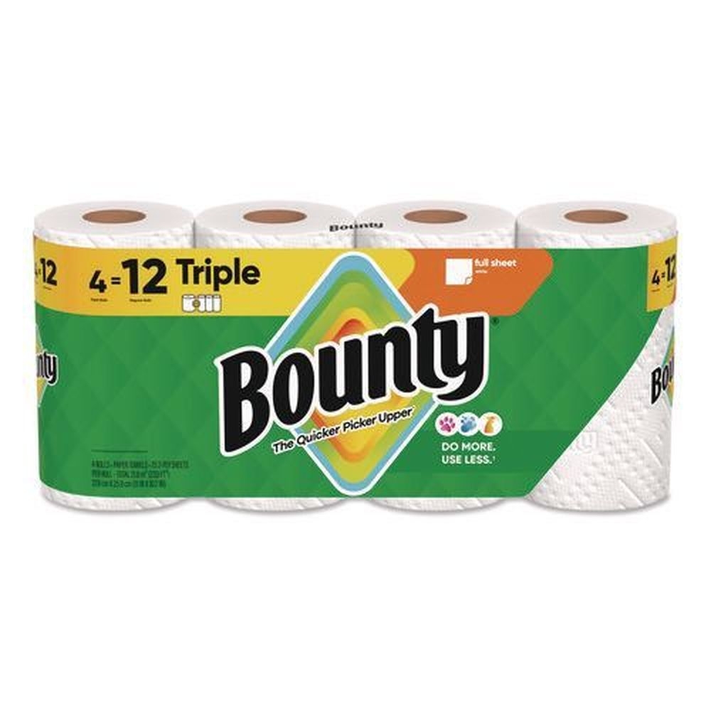 Bounty White 2 Ply Paper Kitchen Roll Towel, 75 sheets per roll -- 24 rolls per case