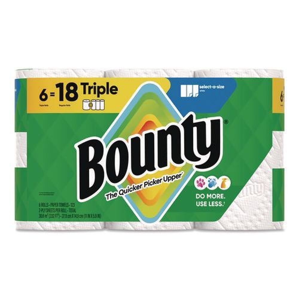 Bounty Select A Size White 2 Ply Paper 5.9 x 11 inch Kitchen Roll Towel, 123 sheets per roll -- 6 rolls per case