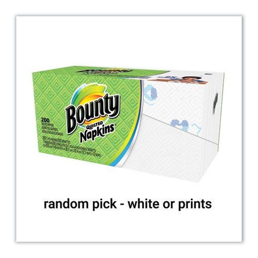 Bounty 1 Ply Assorted Print or White Quilted Napkin, 200 count