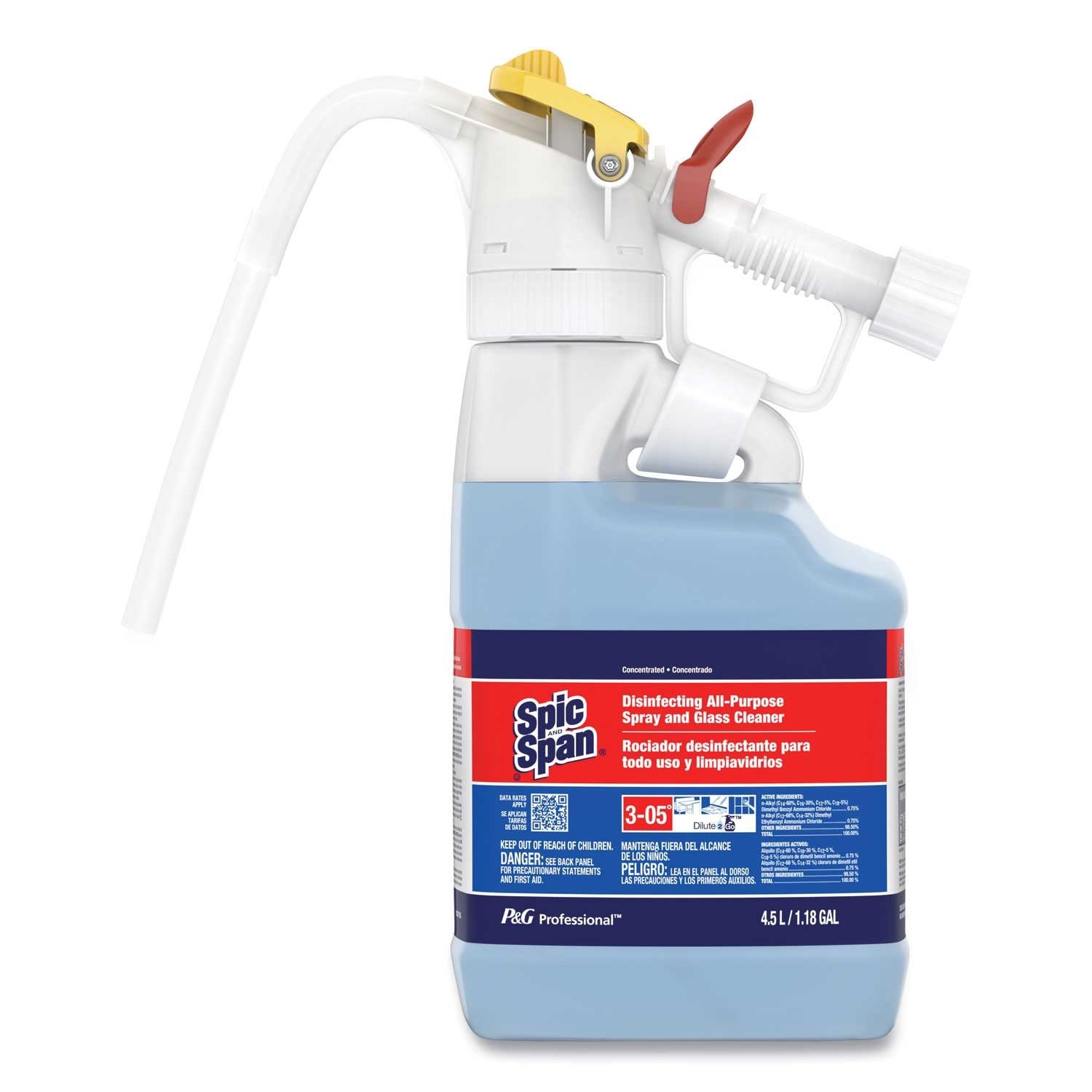 P&G Professional Dilute 2 Go Fresh Scent Spic and Span Disinfecting All-Purpose Spray and Glass Cleaner, 4.5 Liter Jug