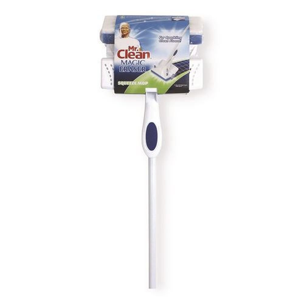 Mr Clean Blue/White Magic Eraser Sponge Head 54.7 inch White Handle Magic Eraser Squeeze Mop