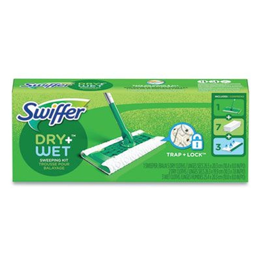 Swiffer White Cloth Head Sweeper Mop with Green/Silver Aluminum/Plastic Handle -- 6 per case