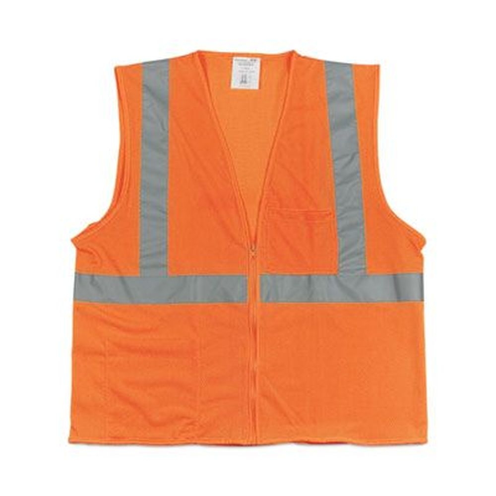 PIP Polyester Mesh Large Hi-Viz Orange Zipper Safety Vest