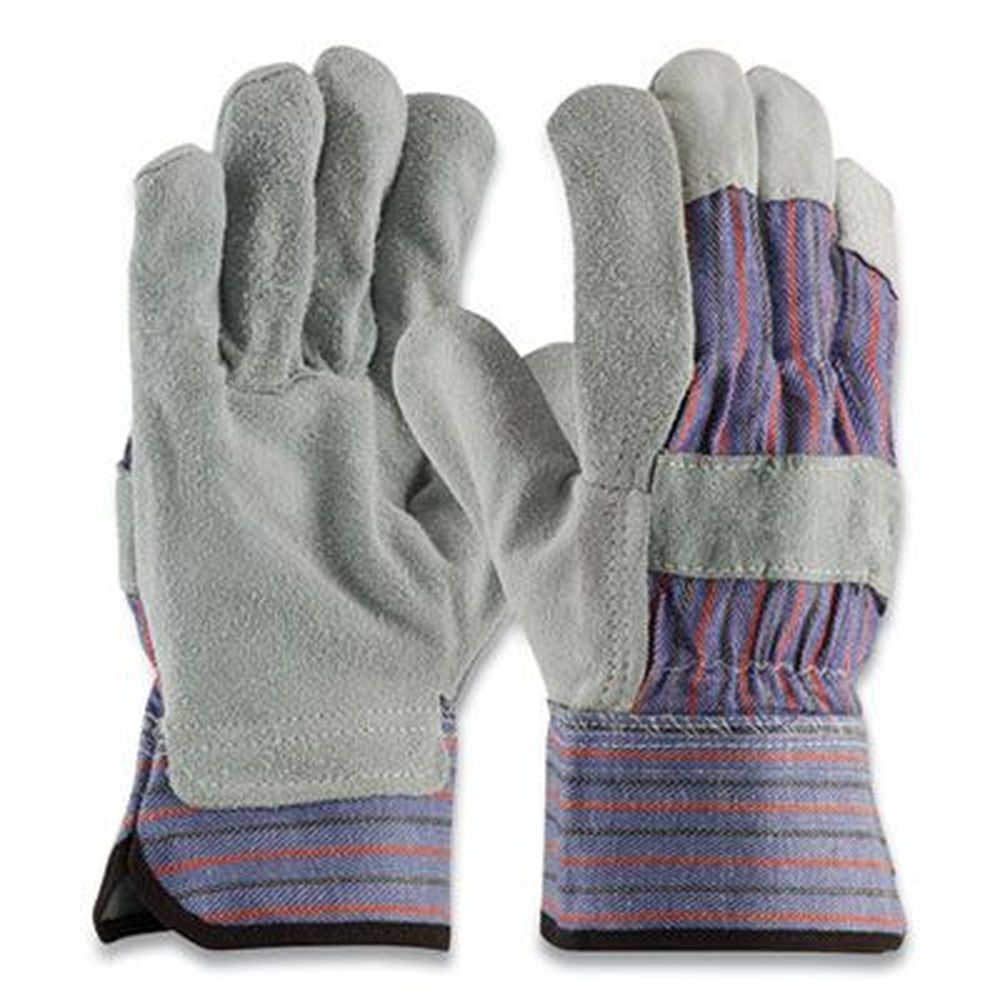 Pip Blue/Gray Large B/C Grade Shoulder Split Cowhide Leather Palm Gloves -- 12 pairs per case