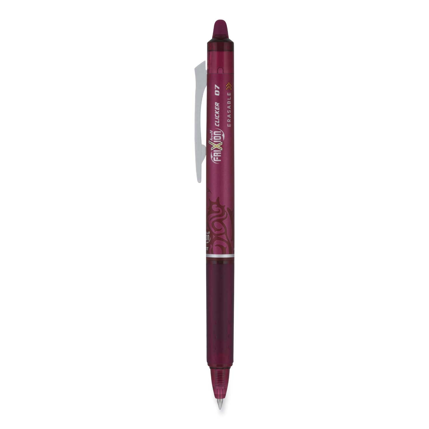 Pilot FriXion Clicker Fine 0.7 mm Burgundy Ink / Barrel Retractable Erasable Gel Pen -- 12 per case
