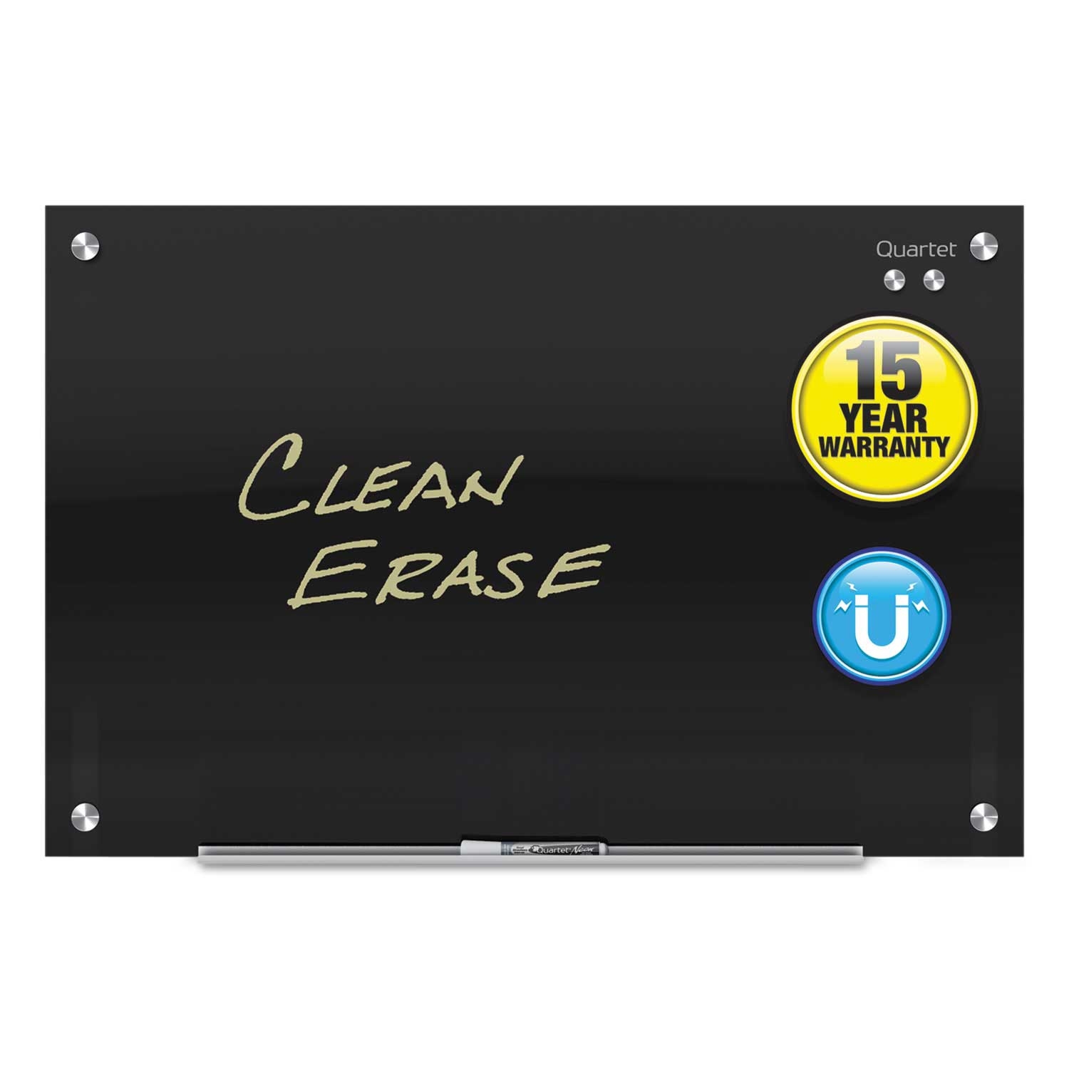 Quartet Black Infinity Glass Magnetic Marker Board, 48 x 36 inch