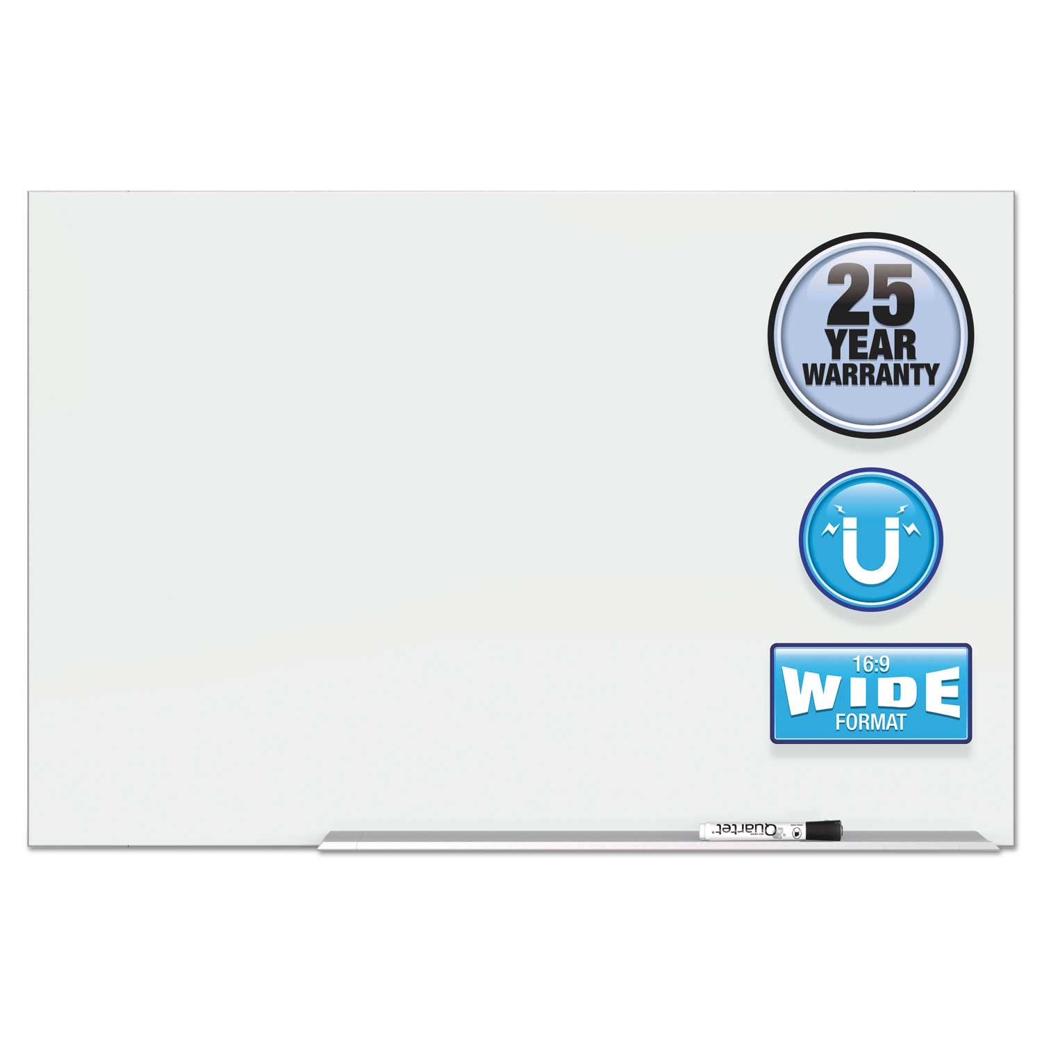 Quartet Aluminum Element Framed Magnetic Glass Dry-Erase Board, 74 x 42 inch