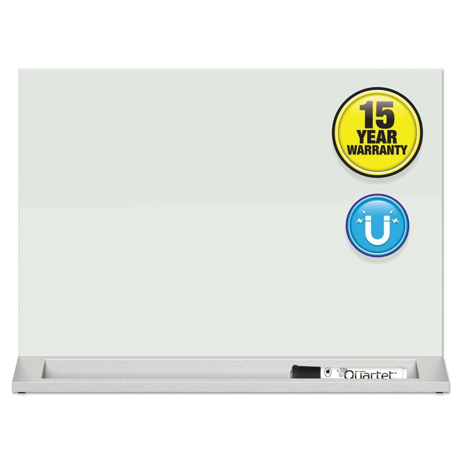 Quartet White Desktop Magnetic Glass Dry-Erase Panel, 3 x 17 inch