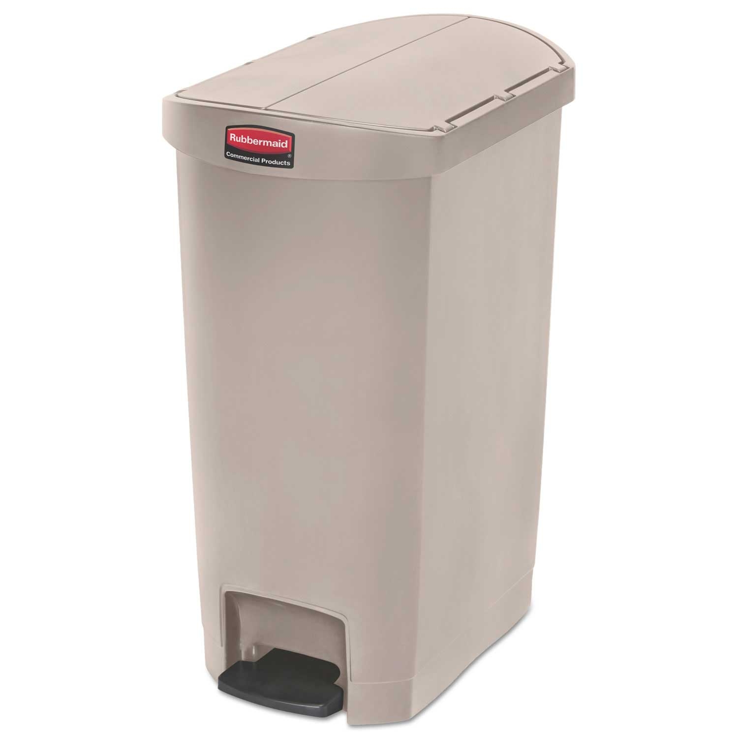 Rubbermaid Commercial Beige Polyethylene End Step Style Slim Jim Resin Step On Container, 13 Gallon