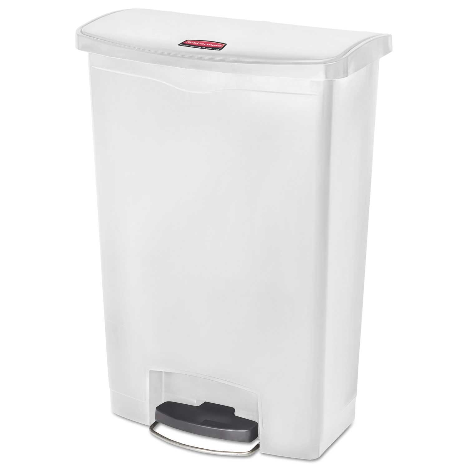 Rubbermaid Commercial White Polyethylene Front Step Style Slim Jim Resin Step On Container, 24 Gallon