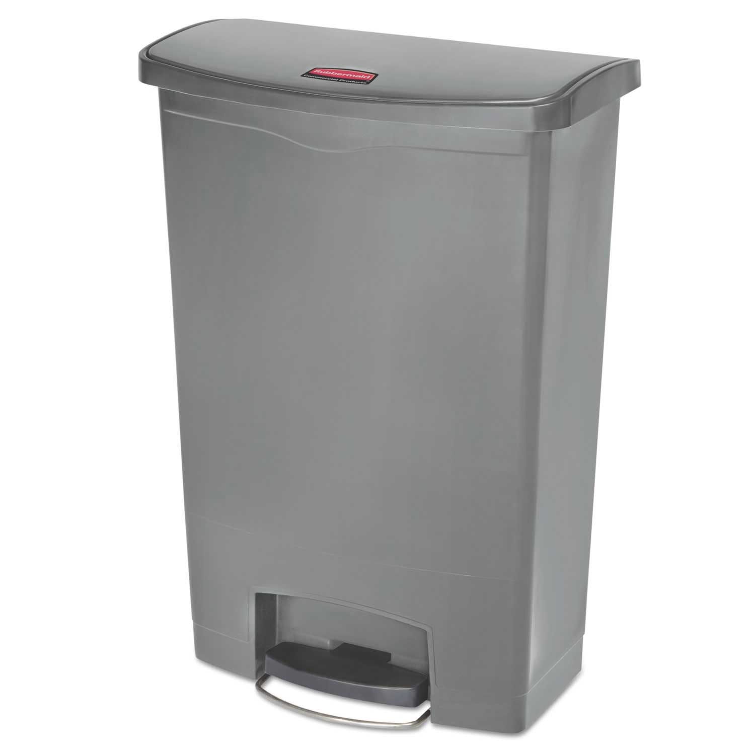Rubbermaid Commercial Gray Polyethylene Front Step Style Slim Jim Resin Step On Container, 24 Gallon