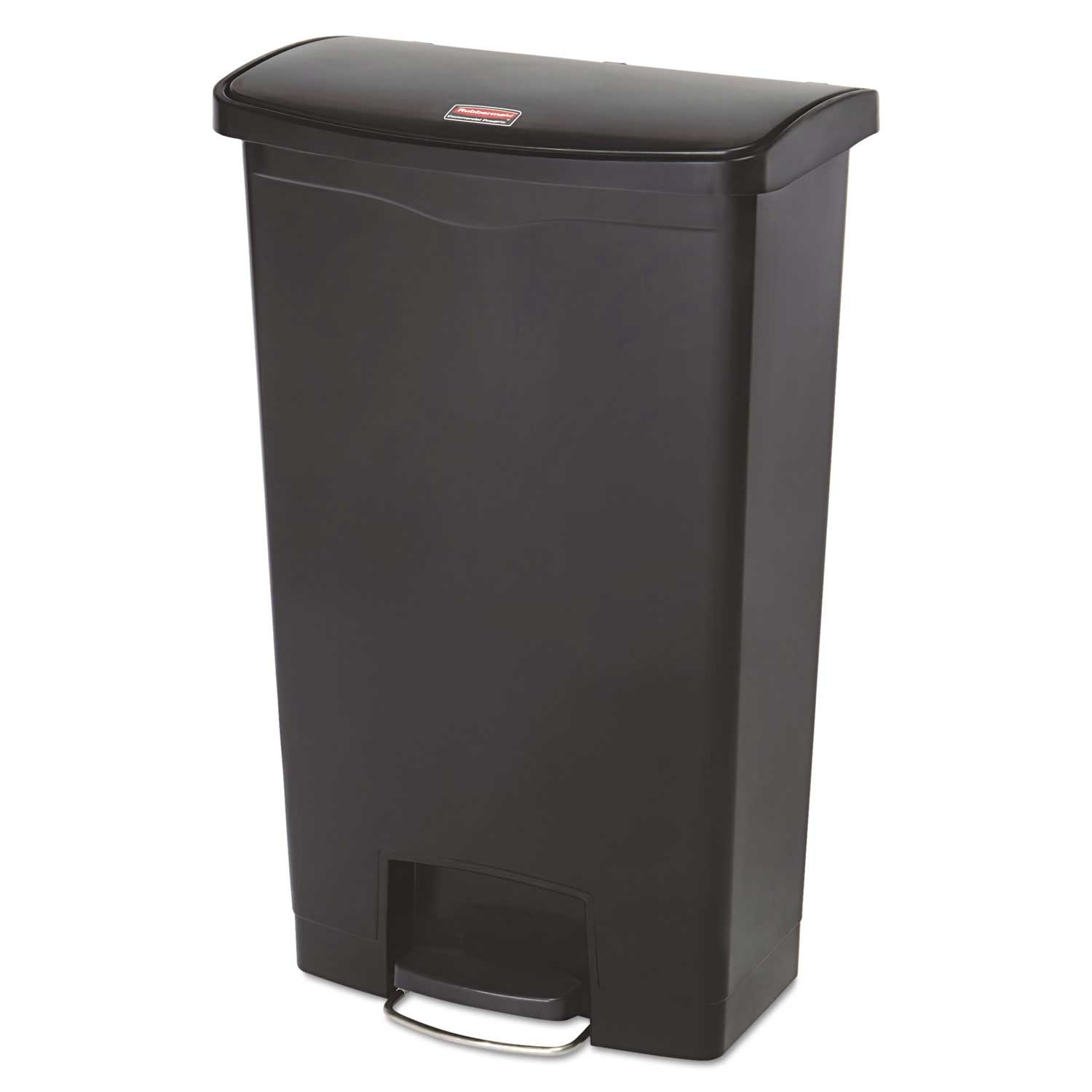 Rubbermaid Commercial Black Polyethylene Front Step Style Slim Jim Resin Step On Container, 18 Gallon