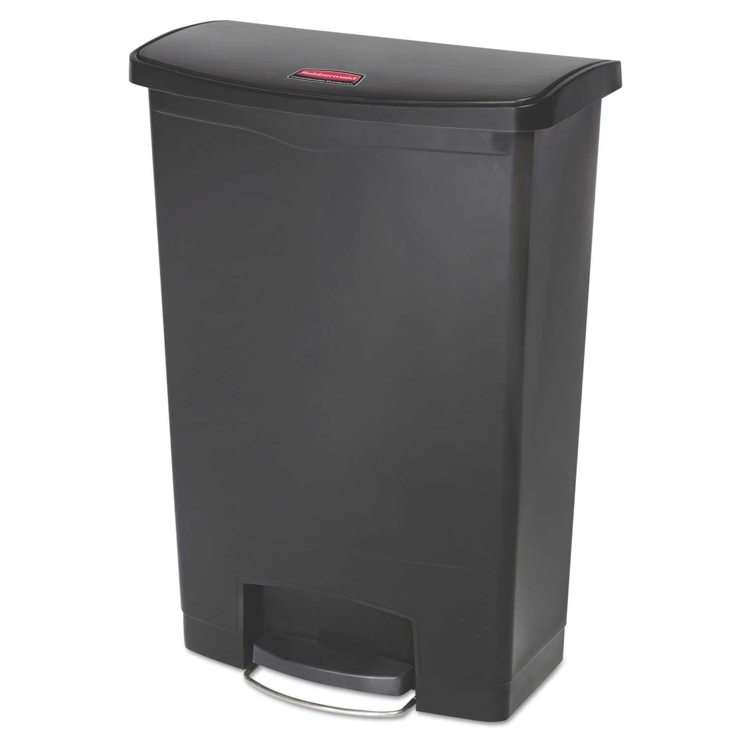 Rubbermaid Commercial Black Polyethylene Front Step Style Slim Jim Resin Step On Container, 24 Gallon