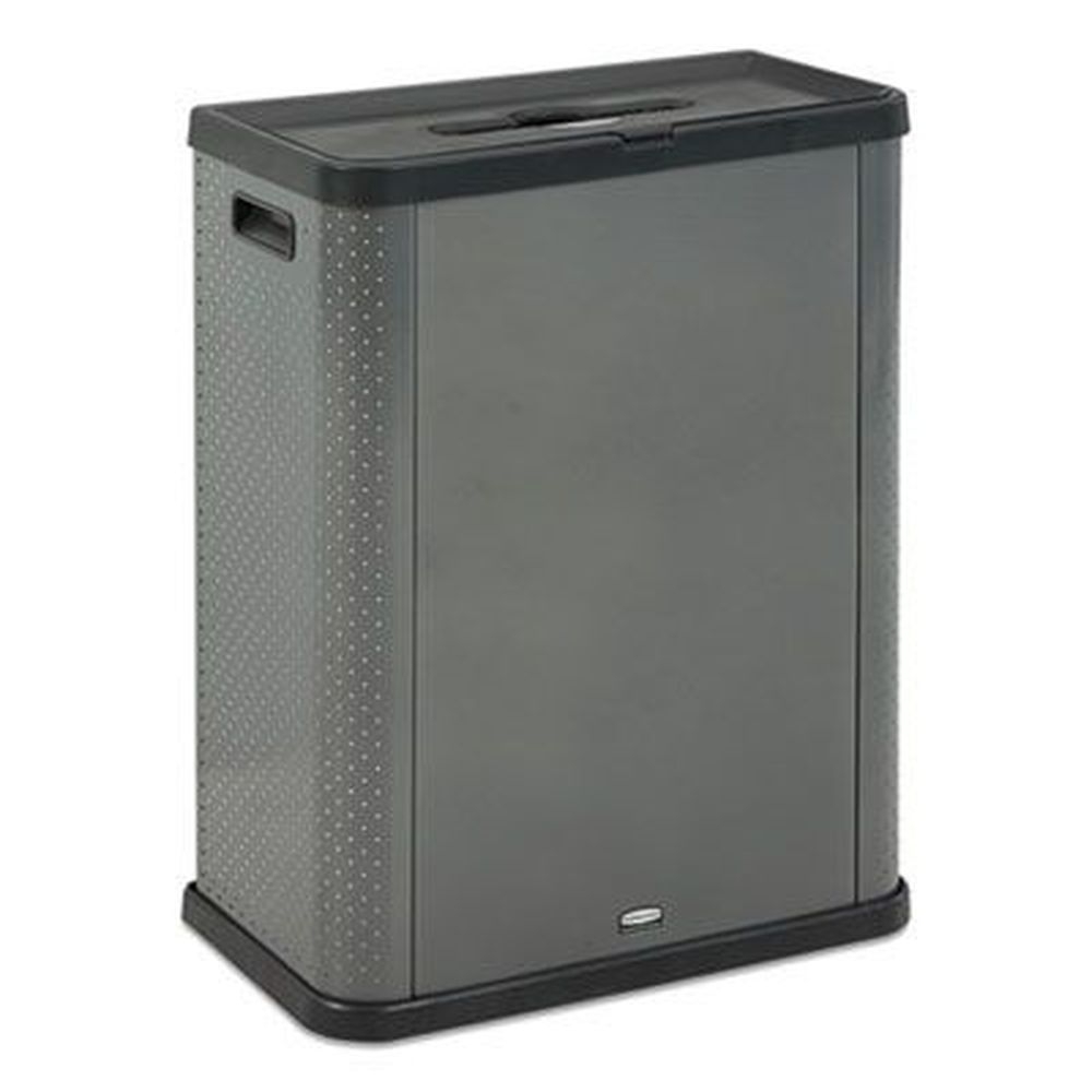Rubbermaid Commercial Pearl Dark Gray Mixed Recycling Elevate Decorative Refuse Container, 23 Gallon Capacity