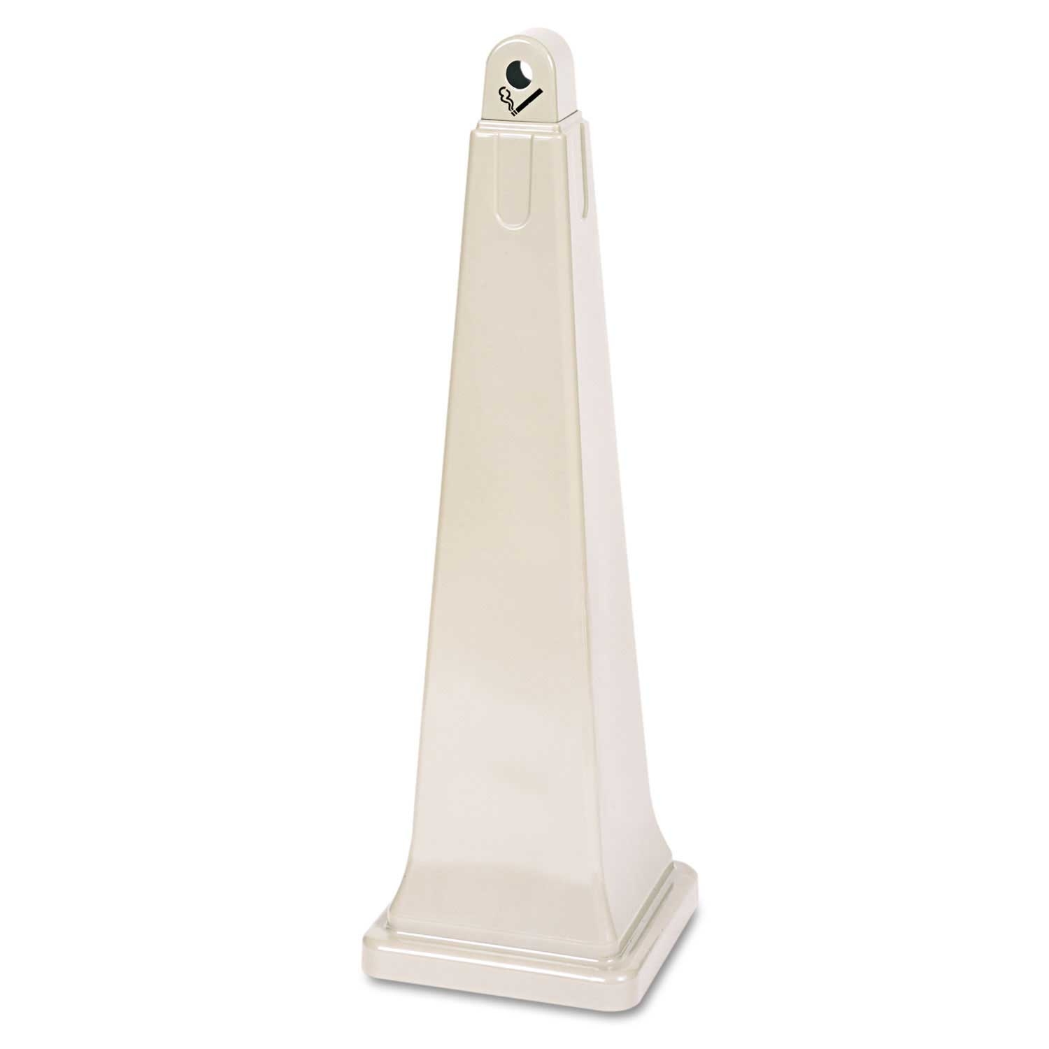 Rubbermaid Commercial Plastic Steel Beige Pyramid GroundsKeeper Cigarette Waste Collector, 1 Gallon.