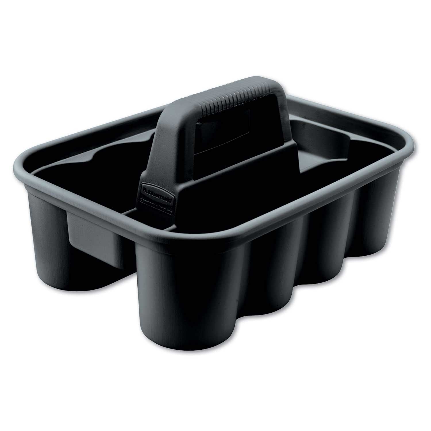 Rubbermaid Commercial 8 Compartment Black Deluxe Carry Caddy, 15 x 7.4 inch
