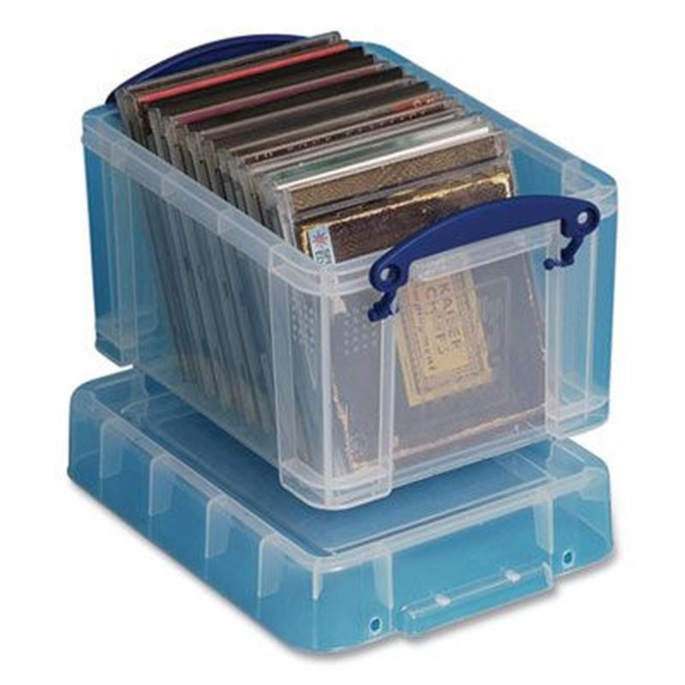 Really Useful Box Clear/Blue Snap Lid Storage Bin, 7.06 x 9.62 x 6.25 inch