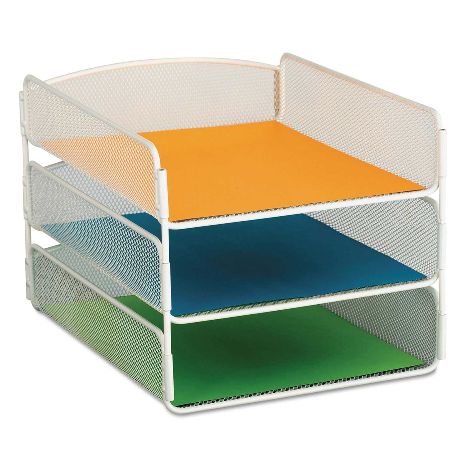 Safco Steel Mesh White Onyx Desk Tray, 9.25 x 11.75 x 8 inch