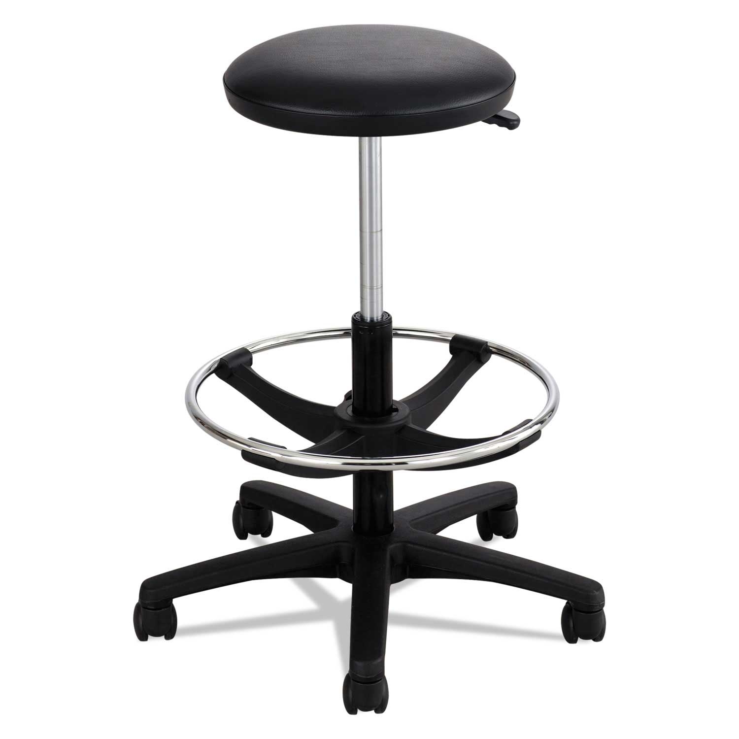 Safco Vinyl Black Seat and Back Extended-Height Lab Stool with Black Base, 32 x 22 x 22 inch