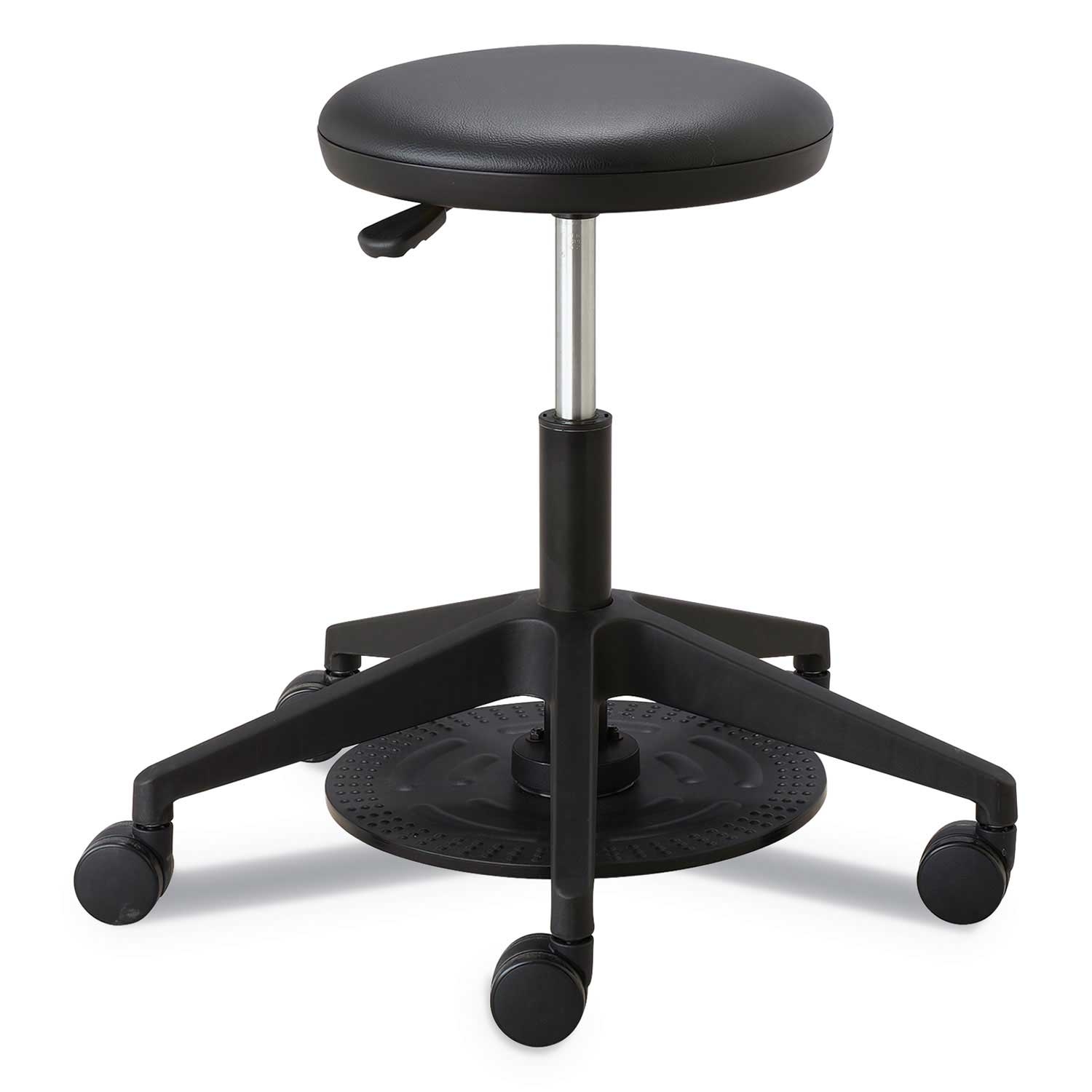 Safco Vinyl Black Seat and Back Lab Stool with Black Base, 24.25 x 24.25 x 19.25 inch