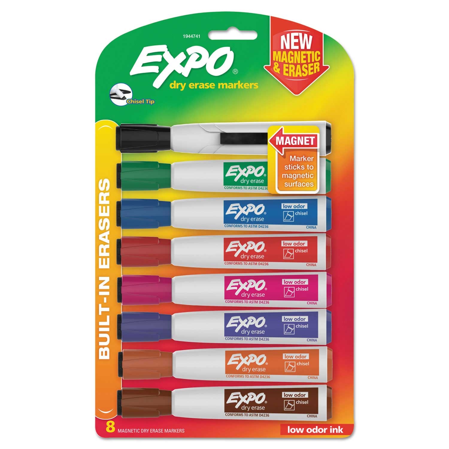 Expo Assorted Color Broad Chisel Tip Magnetic Dry Erase Marker - 8 count per pack -- 1 pack per case