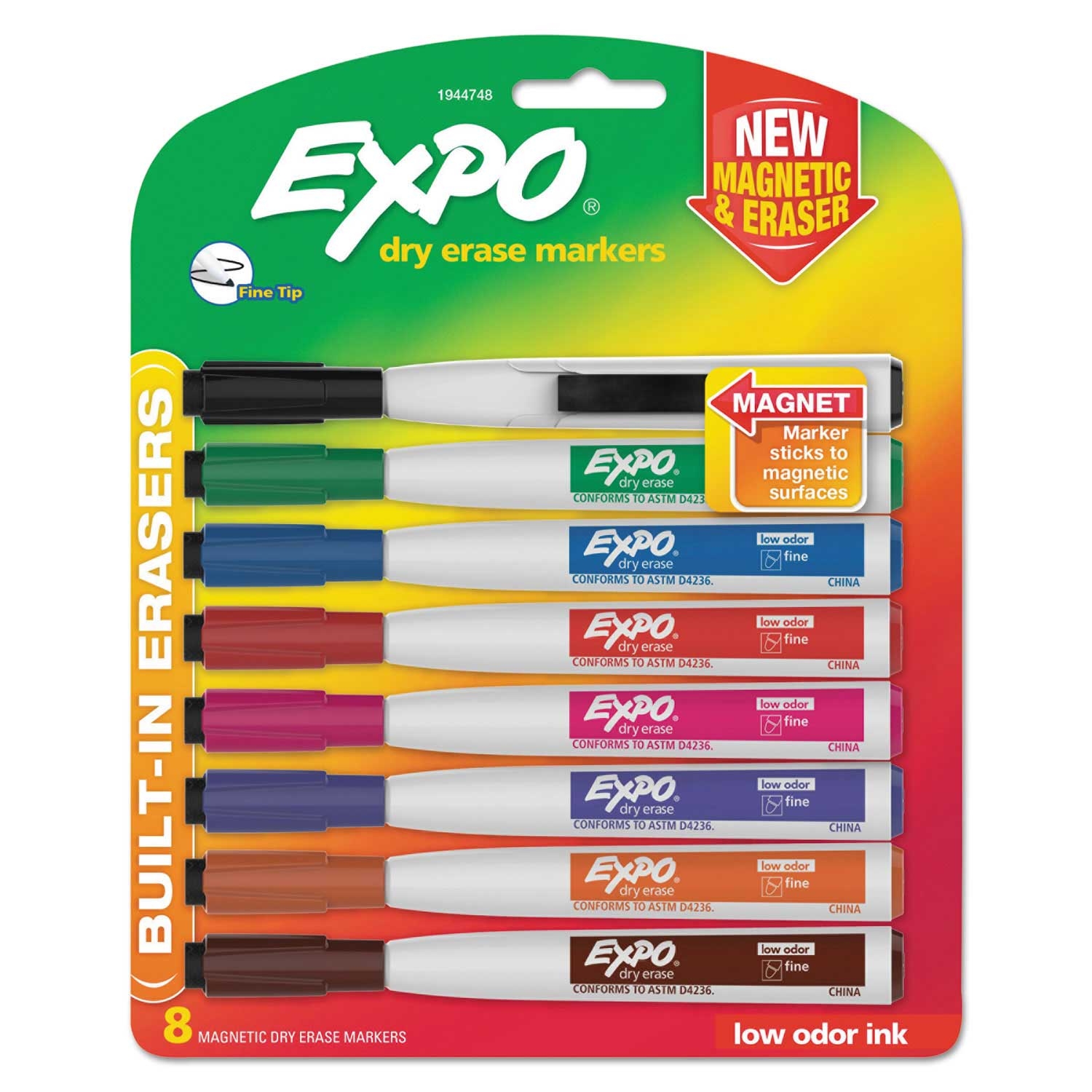 Expo Assorted Color Fine Bullet Tip Magnetic Dry Erase Marker - 8 count per pack -- 1 pack per case