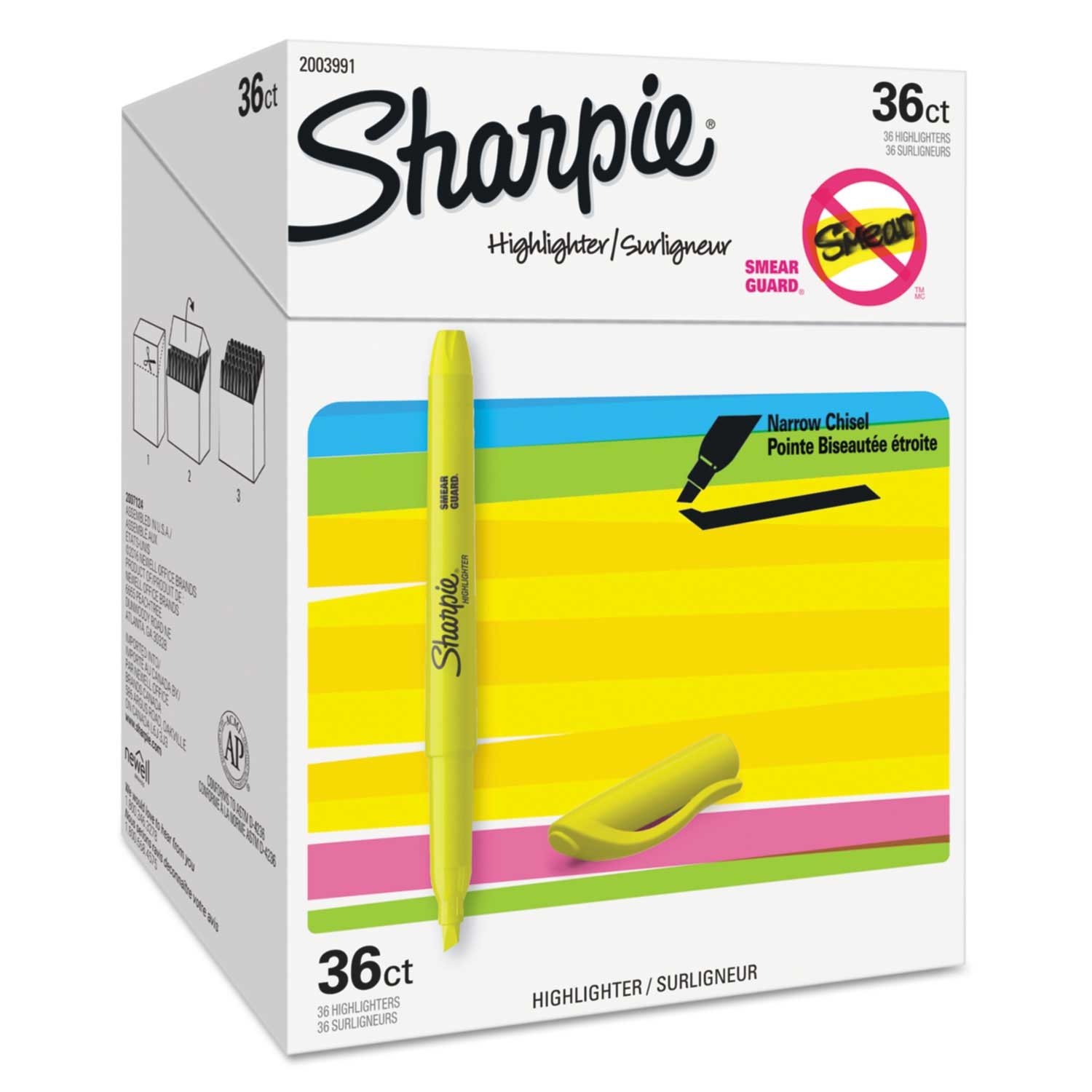 Sharpie Yellow Chisel Tip Pocket Style Highlighter - 36 count per pack -- 1 pack per case
