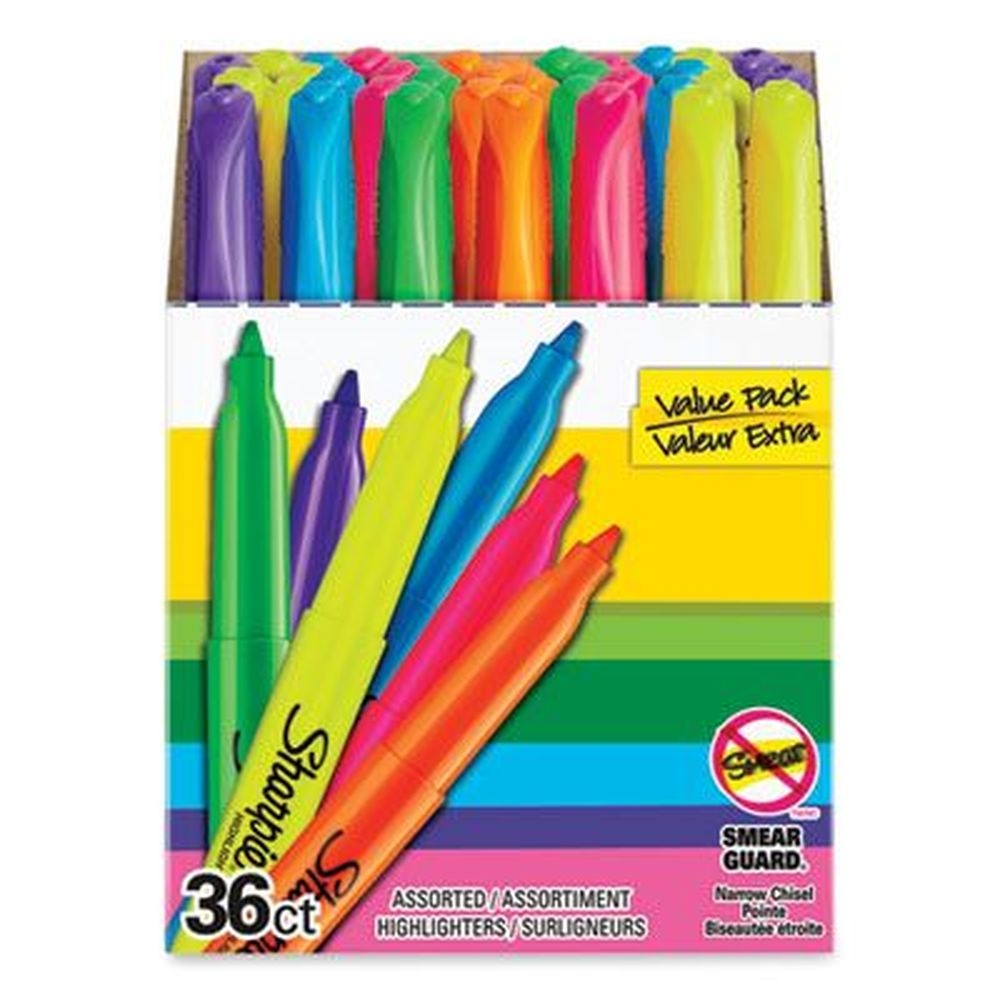 Sharpie Pocket Style Chisel Tip Highlighters -- 36 per pack