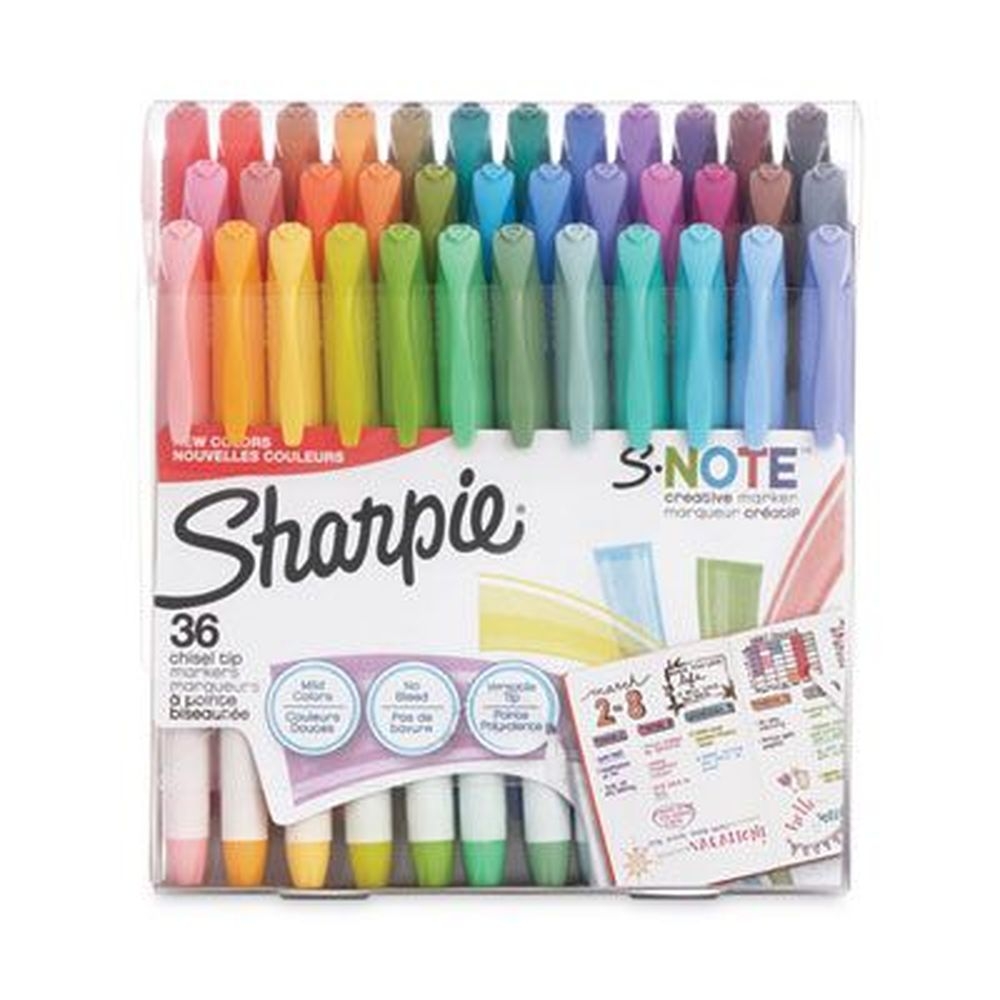 Sharpie S-Note Creative Marker with Bullet/Chisel Tip -- 36 per pack