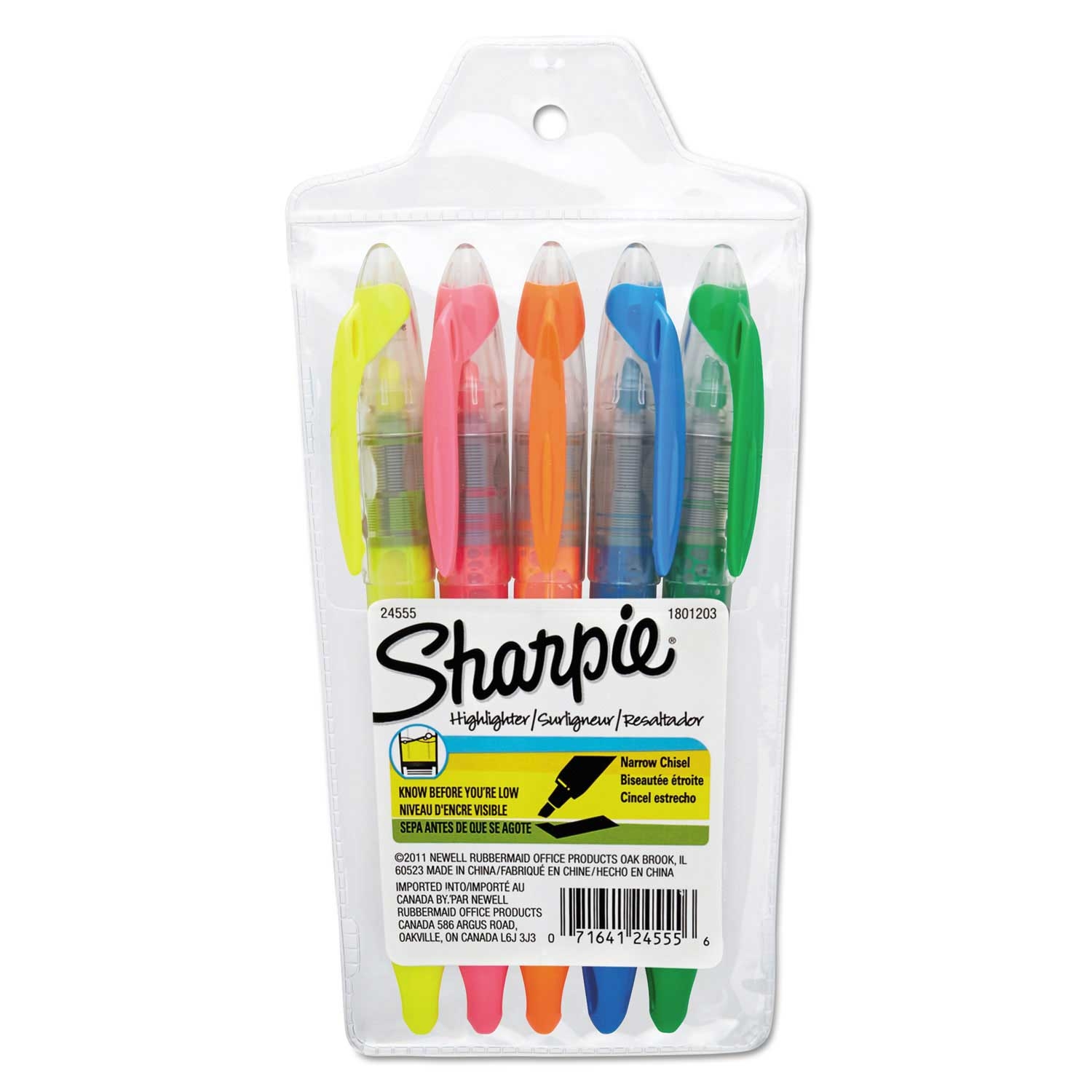 Sharpie Assorted Color Chisel Tip Liquid Pen Style Highlighter - 5 count per set -- 1 set
