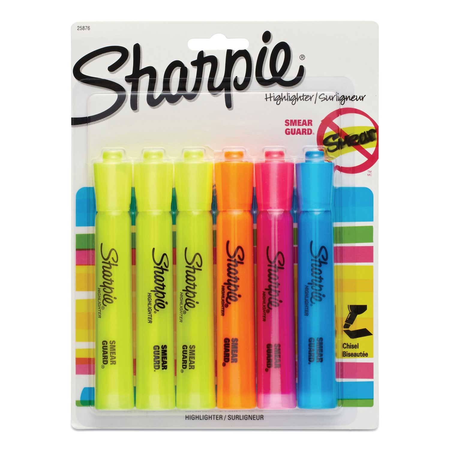 Sharpie Assorted Color Chisel Tip Tank Style Highlighter - 6 count per set -- 1 set