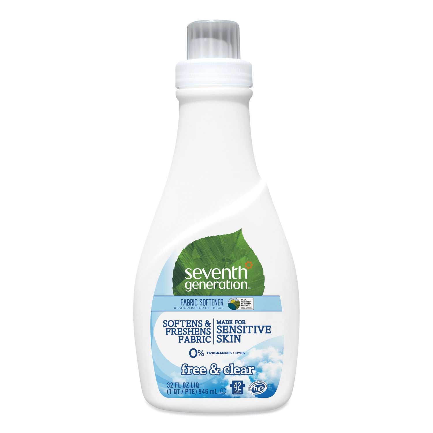 Seventh Generation Free and Clear/Unscented Natural Liquid Fabric Softener, 32 Ounce Bottle