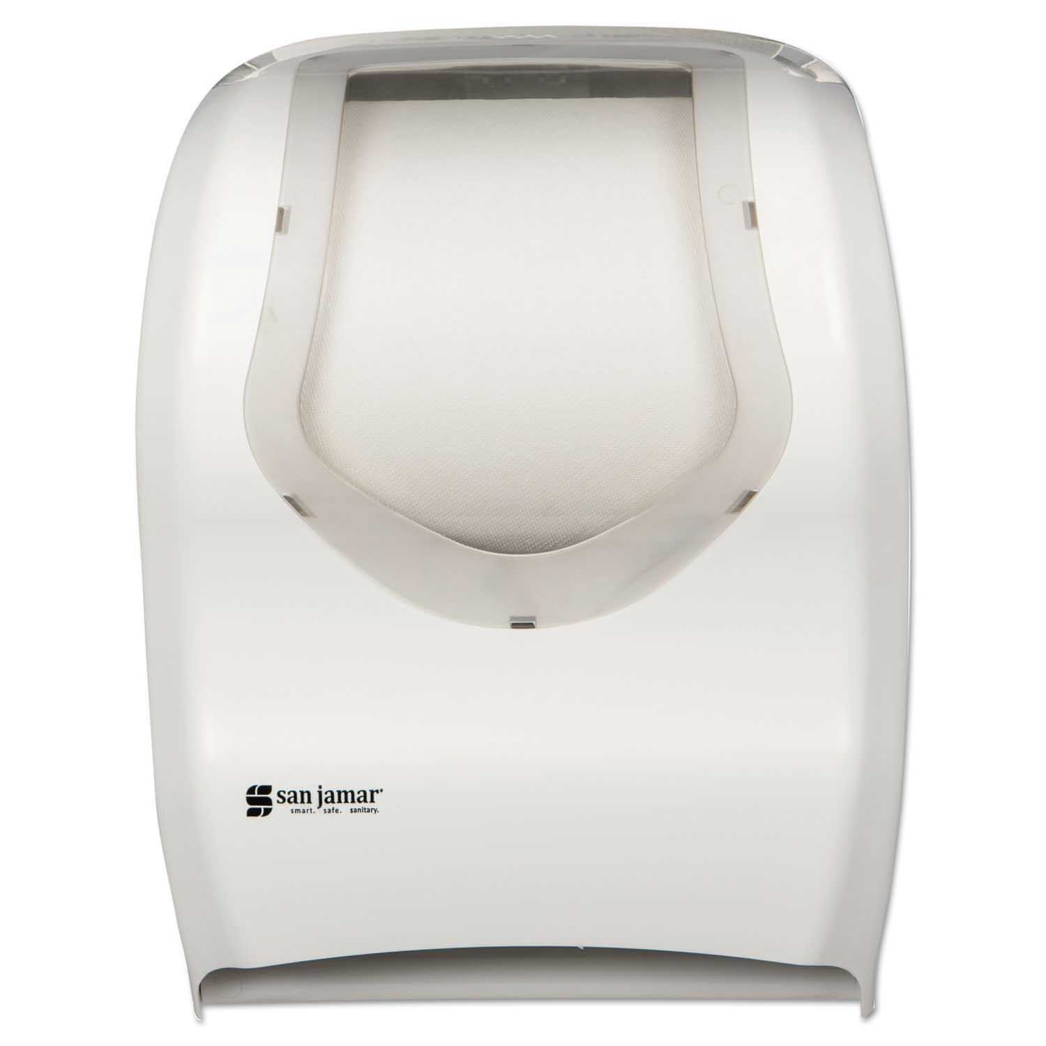 San Jamar White/Clear Smart System with IQ Sensor Towel Dispenser, 16.5 x 9.75 x 12 inch