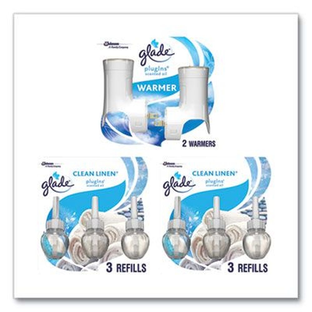 Glade PlugIns Clean Linen Scented Oil, 0.67 Ounce - 2 Warmers and 6 Refills per pack