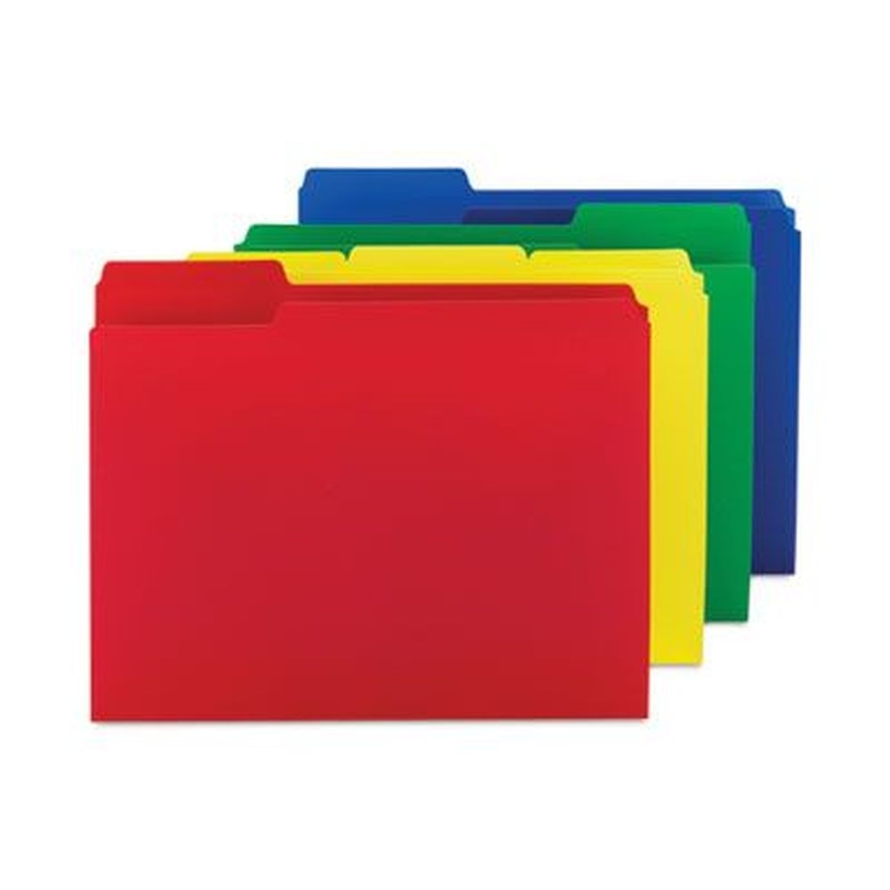 Smead Assorted Letter Size Top Tab Poly Colored File Folder with 1/3 Cut Tabs and 0.75 inch Expansion -- 12 per pack