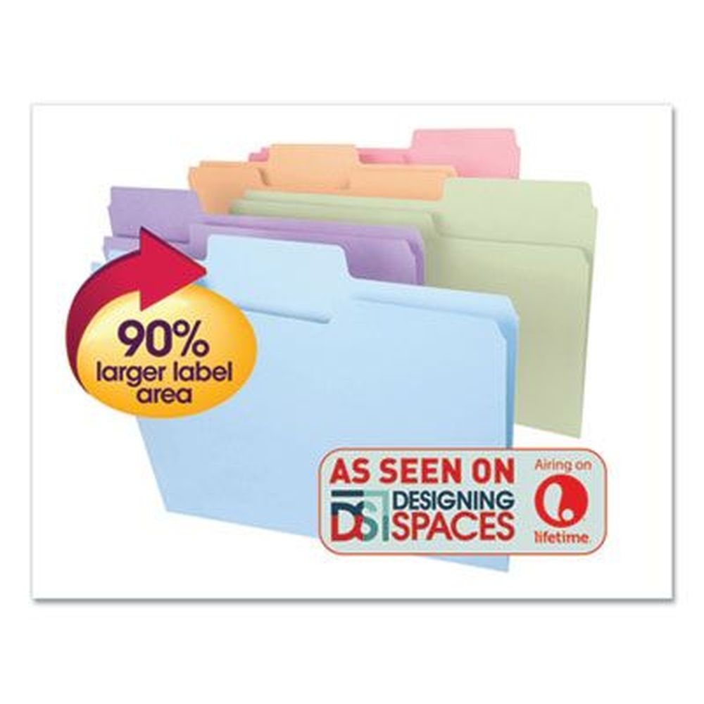 Smead SuperTab Assorted Colored Legal Size File Folder, 0.75 inch Expansion -- 100 per box