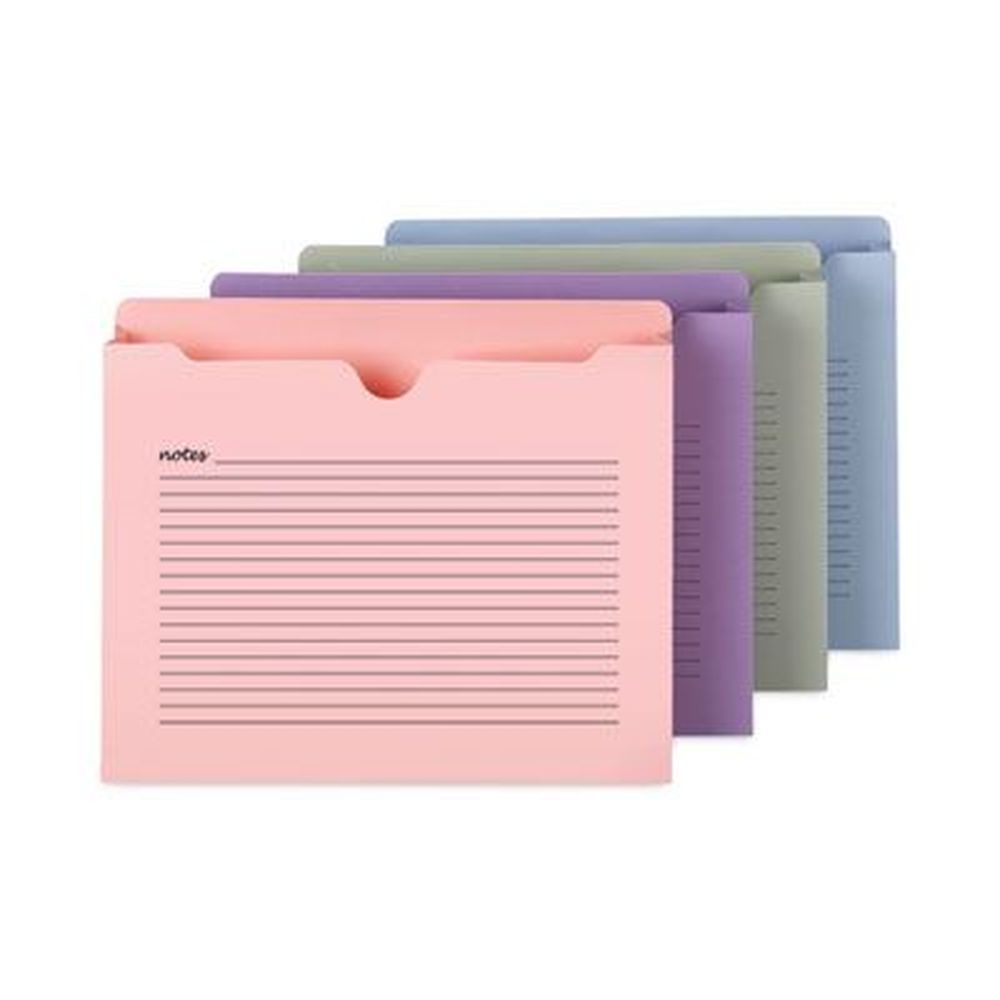 Smead Assorted Colors Letter Size Straight Tab Notes File Jacket with 2 inch Expansion -- 12 per pack