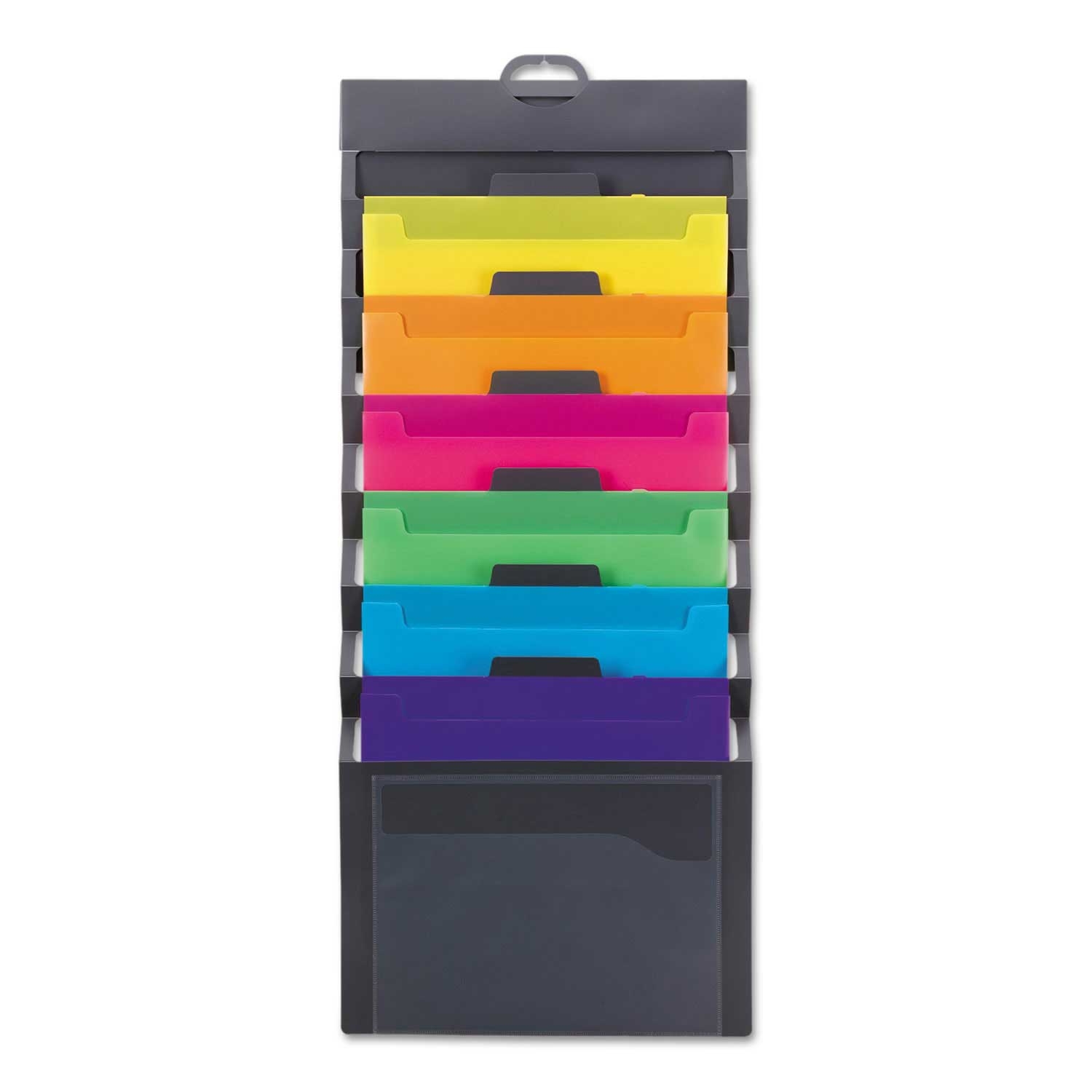 Smead Gray with 6 Bright Color Pockets Letter Cascading Wall Organizer, 14.25 x 33 inch