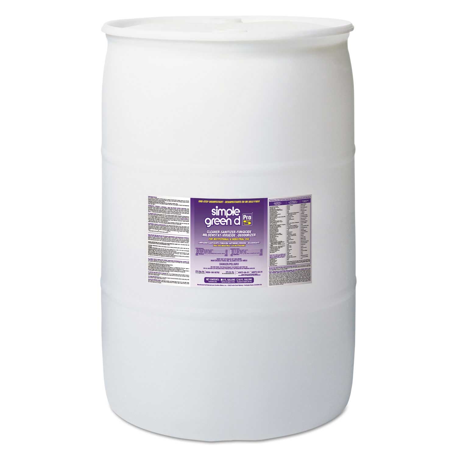 Simple Green D Pro 5 Unscented Disinfectant, 55 Gallon Drum