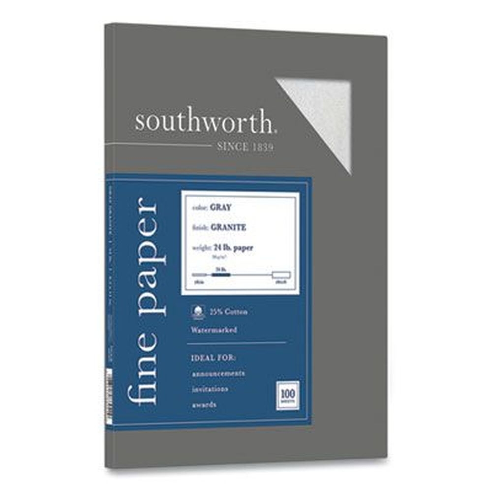 Southworth Gray Granite Specialty Paper, 24 Pound Bond Weight -- 100 per box
