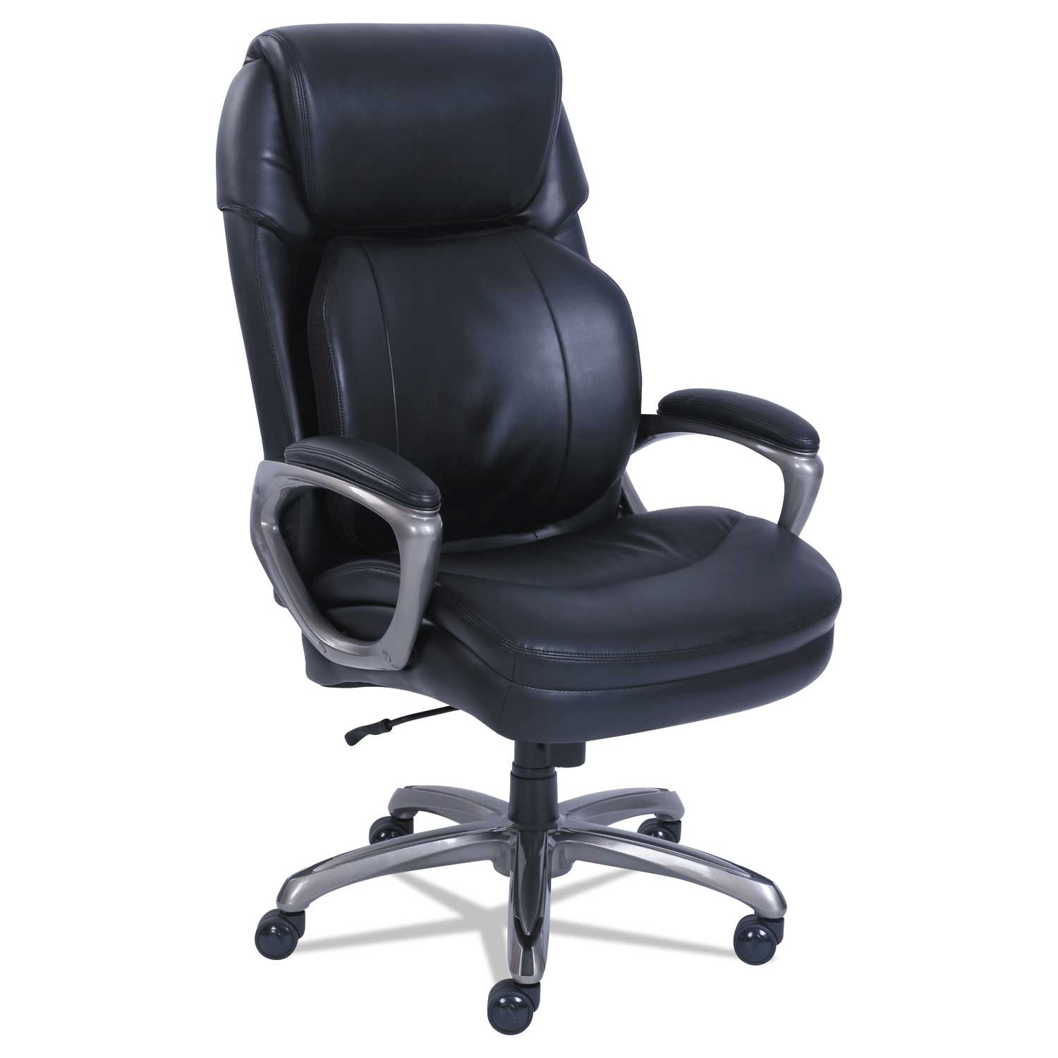 SertaPedic Black Seat and Back Cosset Big and Tall Executive Chair with Slate Base, Supports up to 400 Pound