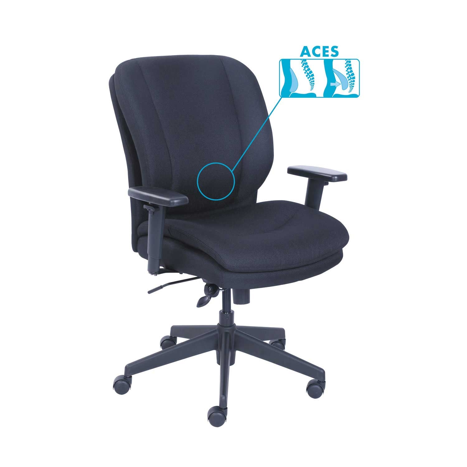 SertaPedic Black Seat and Back Cosset Ergonomic Task Chair with Black Base, Supports up to 275 Pound