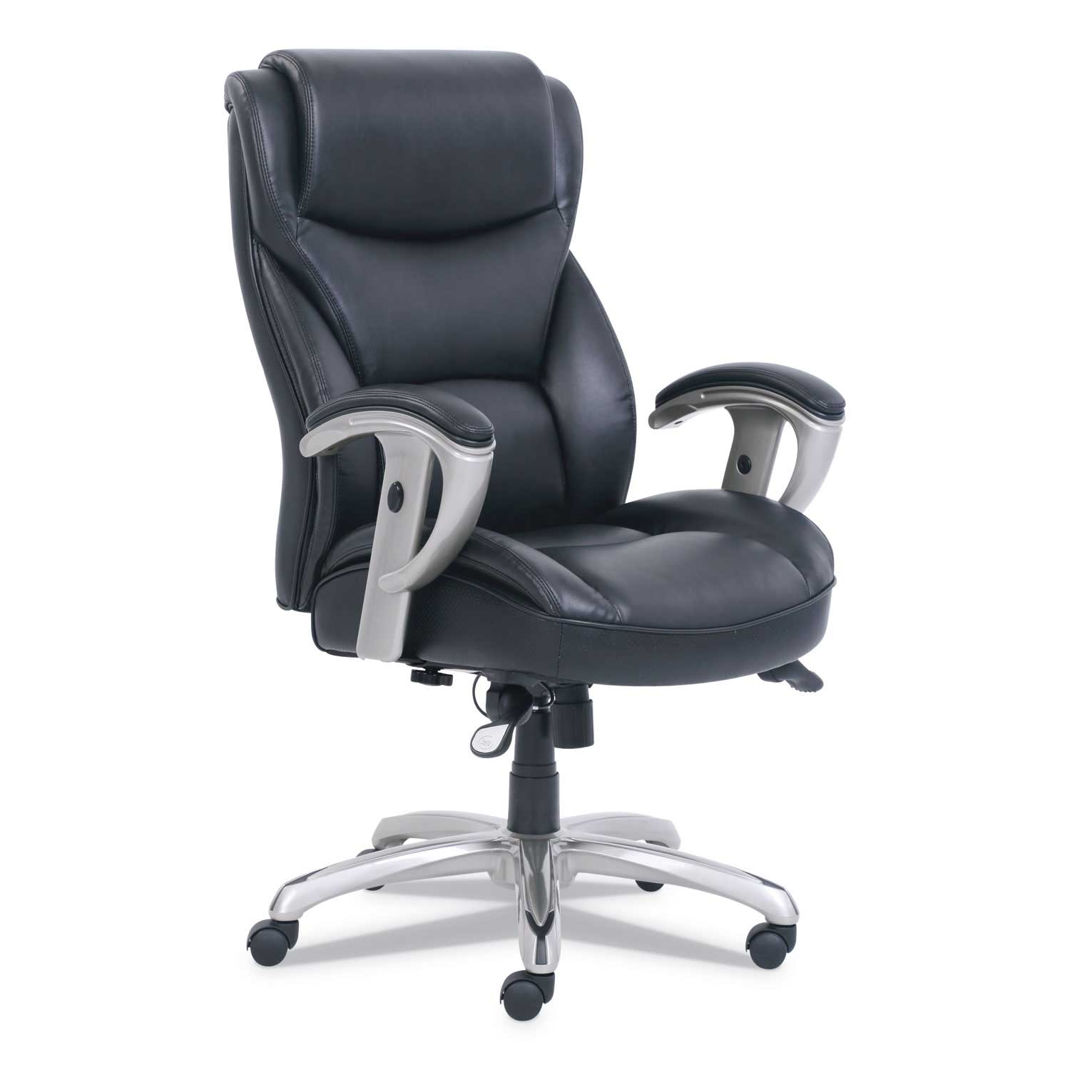 SertaPedic Black Seat and Back Emerson Big and Tall Task Chair with Silver Base, Supports up to 400 Pound