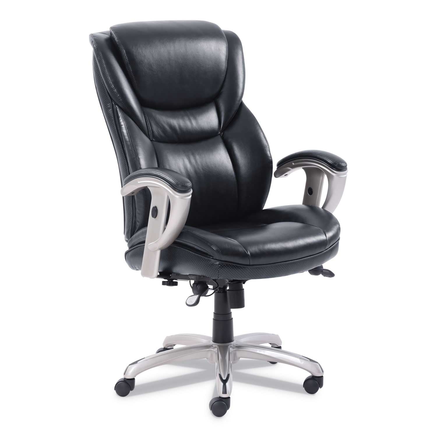 SertaPedic Black Seat and Back Emerson Executive Task Chair with Silver Base, Supports up to 300 Pound