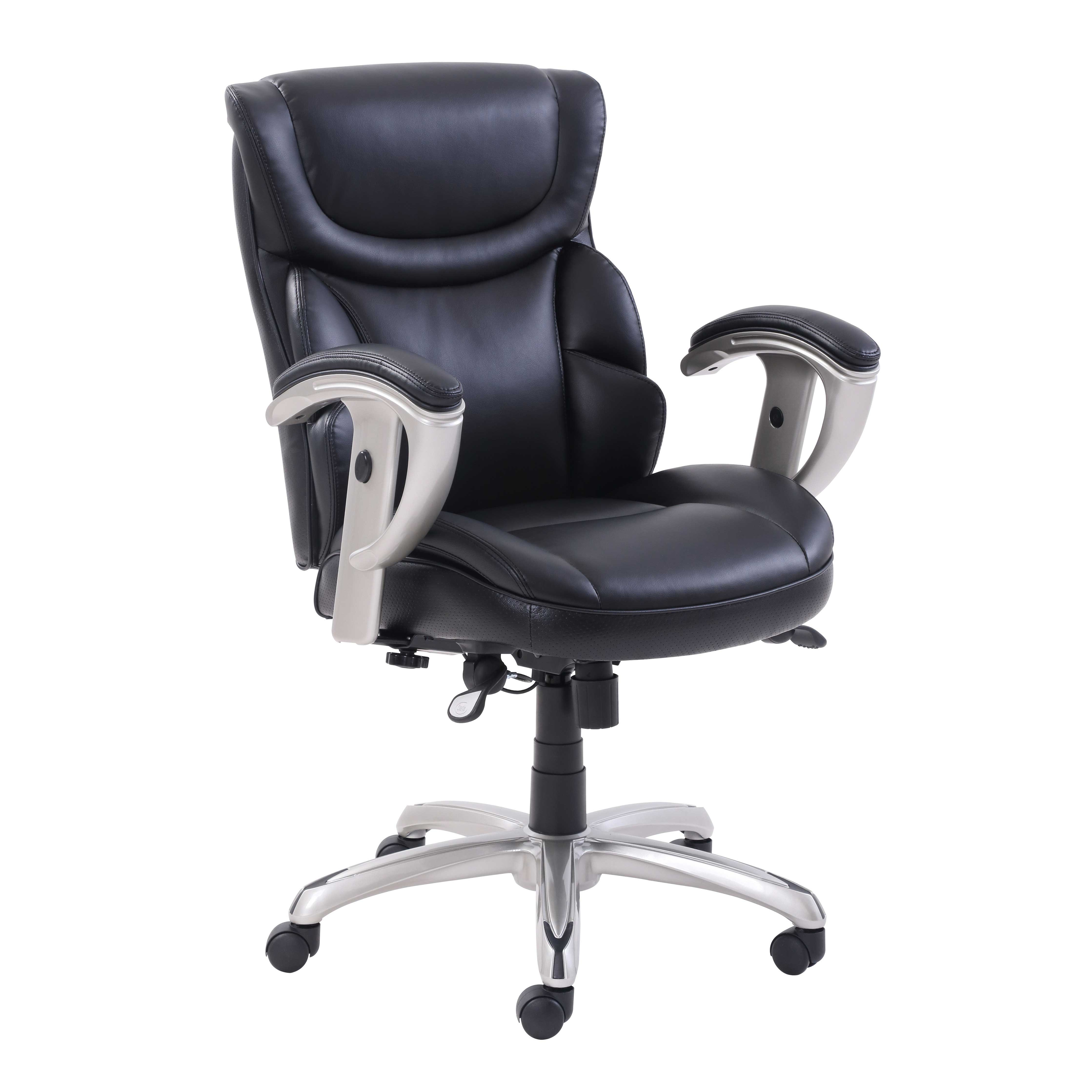 SertaPedic Black Seat and Back Emerson Task Chair with Silver Base, Supports up to 300 Pound