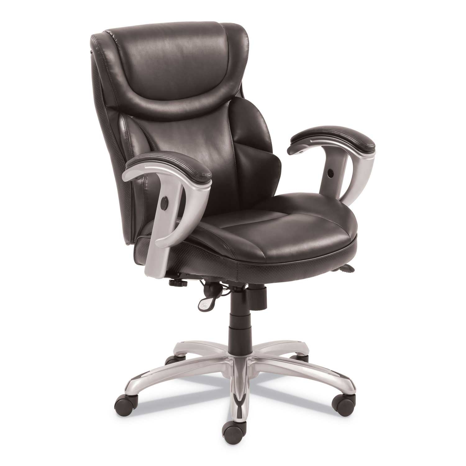 SertaPedic Brown Seat and Back Emerson Task Chair with Silver Base, Supports up to 300 Pound